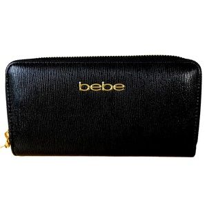 BEBE LOS ANGELES Black Zip around wallet NEW